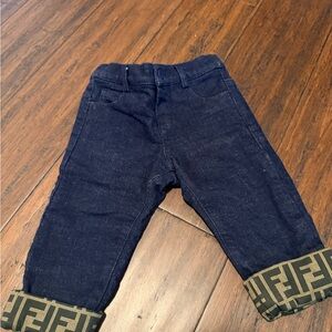 Fendi Kids Dark Blue Jeans with Tan Accents